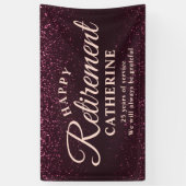 Moderne Elegant Script Roze Glitter Remoe Party Spandoek (Verticaal)