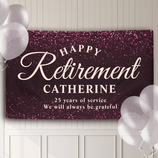 Moderne Elegant Script Roze Glitter Remoe Party Spandoek