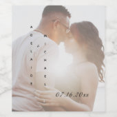 Moderne Elegant Script Simple Custom Weddenfoto Wijn Etiket (Enkel label)