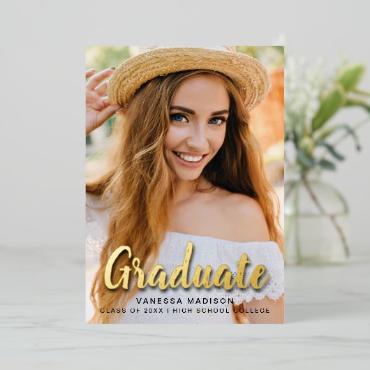 Moderne Elegant Script Trendy Photo Folie Kaart (Staand Voorkant)