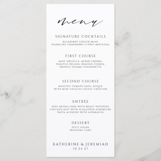 Moderne Elegant Script Typography Menu (Voorkant)