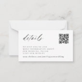 Moderne Elegant Script Wedding Details Note Kaart Notitiekaartje (Voorkant)