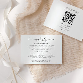 Moderne Elegant Script Wedding Details Note Kaart Notitiekaartje