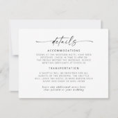 Moderne Elegant Script Wedding Details Note Kaart Notitiekaartje (Voorkant)