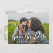 Moderne Elegant Script Wedding Photo Save the Date Aankondigingskaart (Voorkant / Achterkant)