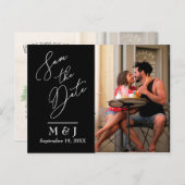 Moderne Elegant Script Wedding Photo Save the Date Aankondigingskaart (Voorkant / Achterkant)