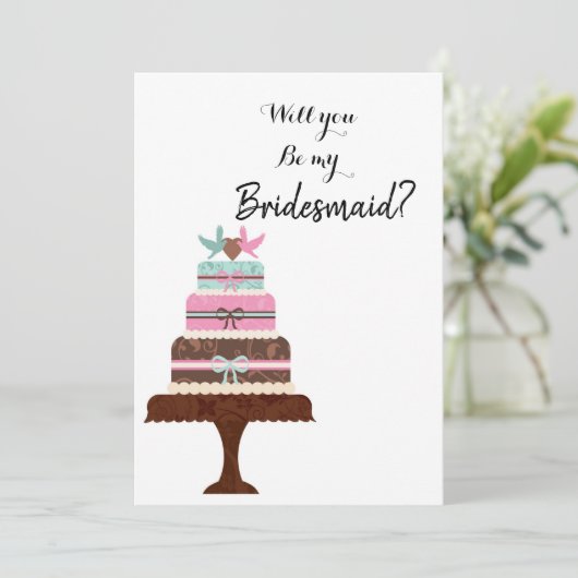 Moderne Elegant Simple Brusch Script Bridesmaid Kaart (Staand voorkant)