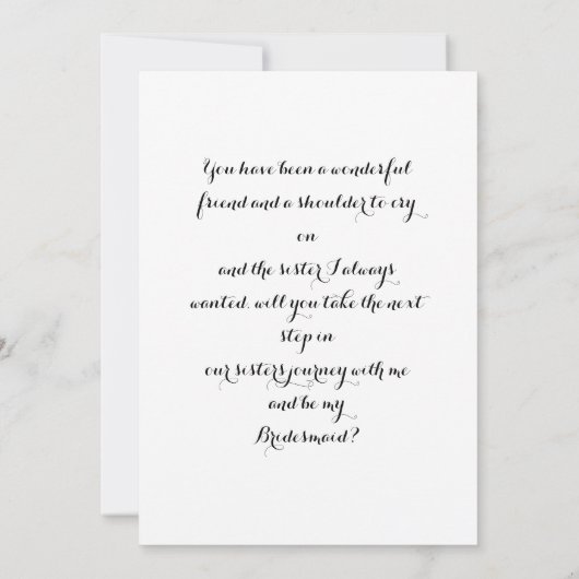 Moderne Elegant Simple Brusch Script Bridesmaid Kaart (Achterkant)