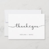 Moderne elegant Simple Hearts Script Weddenschap Bedankkaart (Voorkant)