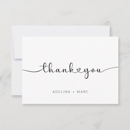 Moderne elegant Simple Hearts Script Weddenschap Bedankkaart (Voorkant)