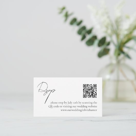 Moderne Elegant Simple QR Code RSVP Informatiekaartje (Staand voorkant)