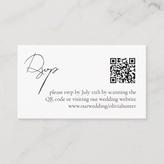 Moderne Elegant Simple QR Code RSVP Informatiekaartje (Voorkant)