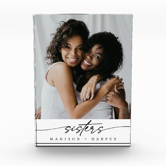 Moderne Elegant Sisters Fotoscript Typografie Fotoblokken (Voorkant)