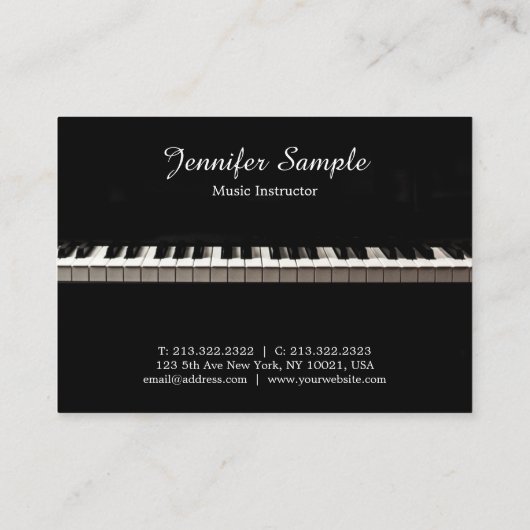 Moderne Elegant Sjabloon Music Teacher Instructor Visitekaartje (Achterkant)