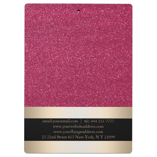 Moderne Elegant Sparking Red Glitter Gold Badge Klembord (Achterkant)