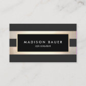 Moderne Elegant Striped Trendy Black Gold Foil Visitekaartje (Voorkant)