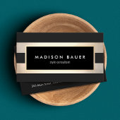 Moderne Elegant Striped Trendy Black Gold Foil Visitekaartje