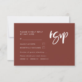 Moderne elegant terracotta RSVP met keuze uit maal Kaartje