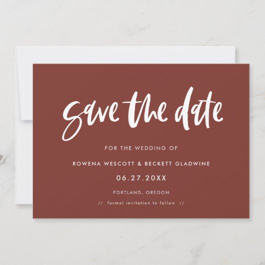 Moderne elegant terracotta save the date (Voorkant)