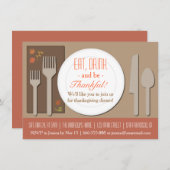 Moderne Elegant Thanksgiving Dinner Party Kaart (Voorkant / Achterkant)