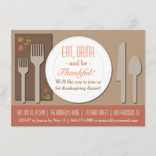 Moderne Elegant Thanksgiving Dinner Party Kaart
