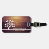 Moderne Elegant Tree  Wood Yoga Instructor Bagagelabel (Voorkant horizontaal)
