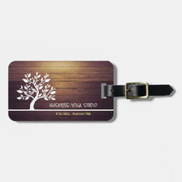 Moderne Elegant Tree  Wood Yoga Instructor Bagagelabel