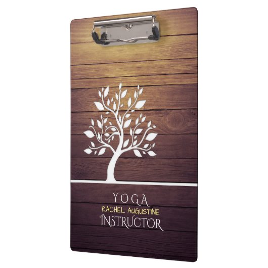 Moderne Elegant Tree  Wood Yoga Instructor Klembord (Links)