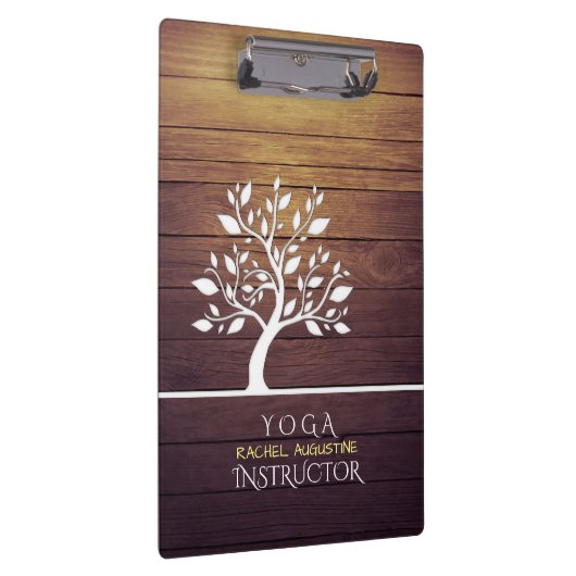 Moderne Elegant Tree  Wood Yoga Instructor Klembord (Rechts)