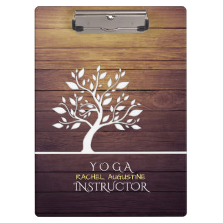 Moderne Elegant Tree  Wood Yoga Instructor Klembord