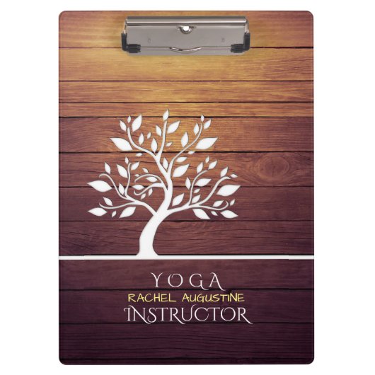 Moderne Elegant Tree Wood Yoga Instructor Klembord (Voorkant)