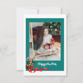 Moderne elegant trendy 1-fotokerstkaart (Voorkant)