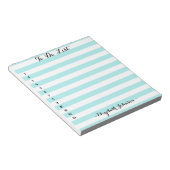 Moderne Elegant Trendy Aqua Striped Home om Lijst  Notitieblok (Schuin)