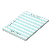 Moderne Elegant Trendy Aqua Striped Home om Lijst  Notitieblok (Linkerzijde)