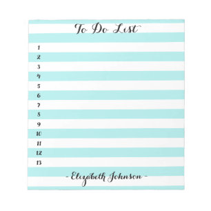 Moderne Elegant Trendy Aqua Striped Home om Lijst  Notitieblok