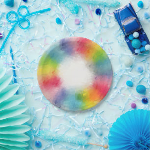 Moderne Elegant Trendy Sjabloon Rainbow-kleuren Papieren Bordje