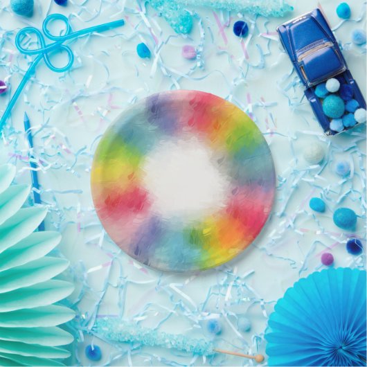 Moderne Elegant Trendy Sjabloon Rainbow-kleuren Papieren Bordje (Feest)