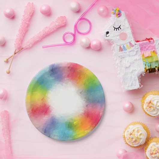 Moderne Elegant Trendy Sjabloon Rainbow-kleuren Papieren Bordje (Feest)