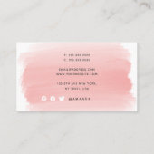 Moderne Elegant Typografie Blush Pink Waterverf Visitekaartje (Achterkant)