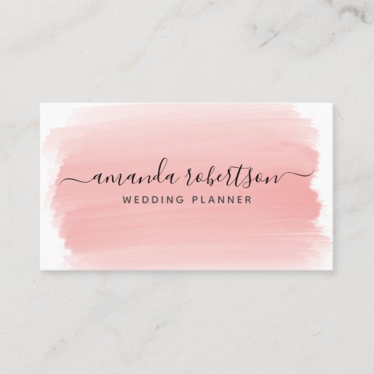 Moderne Elegant Typografie Blush Pink Waterverf Visitekaartje (Voorkant)
