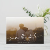 Moderne Elegant Typografie White Overlay Photo Save The Date (Staand voorkant)