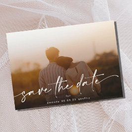 Moderne Elegant Typografie White Overlay Photo Save The Date