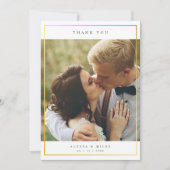 Moderne Elegant Typography Gold Lijst Wedding Phot Bedankkaart (Voorkant)