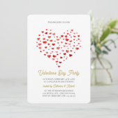 Moderne Elegant Valentijnsdag Party Red Hearts Kaart (Staand voorkant)