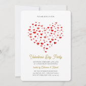 Moderne Elegant Valentijnsdag Party Red Hearts Kaart (Voorkant)