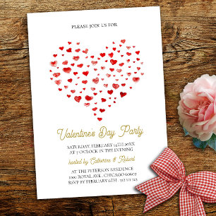Moderne Elegant Valentijnsdag Party Red Hearts Kaart