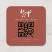 Moderne elegant verbrand baksteen QR code RSVP res Informatiekaartje (Voorkant)