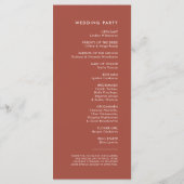 Moderne elegant verbrande brick bruiloft programmakaart (Achterkant)