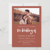 Moderne elegant verbrande brick trouwfoto kaart (Voorkant)