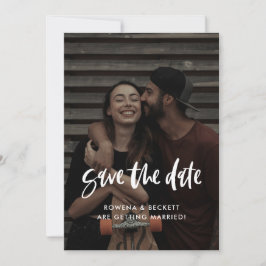 Moderne elegant verbrande foto save the date